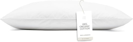 BOLL & BRANCH Down Alternative Pillow - Firm, King - Cooling Shell - Hypoallergenic Primaloft Luxury Down Alternative Fill - Superior Support