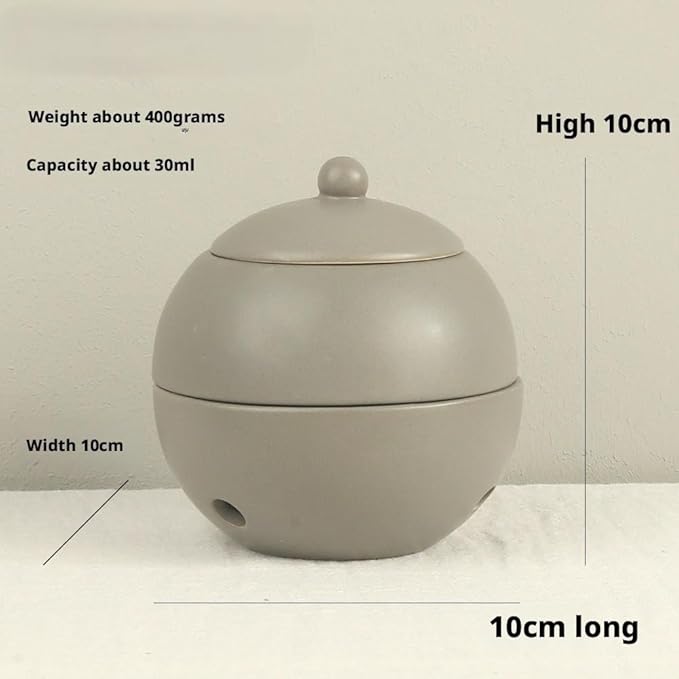 Modern Ceramic Essential Oil Diffuser, Spherical Design, 30ml Capacity, 10cm Height, Multiple Colors Available, 400g Weight (Gray)