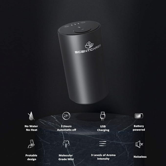 Sentiment Diffuser, Diffusers for Home, Scent Diffuser - Portable & Smart & Cordless Design, for 3 Cold Mist & Timer 1/2/3H (Black)