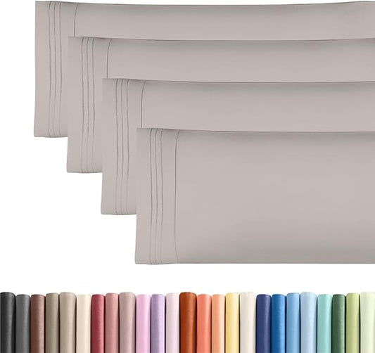 Body Pillowcases Set of 4-20x54 Long Body Pillow Case - Soft Body Pillow Cover for Sleeping & Side Sleepers - Comfy, Breathable & Fade Free - Machine Washable w/Envelope Enclosure - (Light Grey)