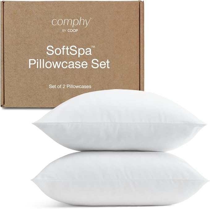 Coop Home Goods Comphy SoftSpa Pillowcase Set of 2, White Super Soft Pillow Cases Queen, Pillow Cases, Luxury Spa, Breathable, Hotel Quality Pillow Cases