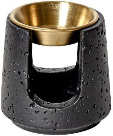 Minimalist Nordic Style Cement Aroma Diffuser, Essential Oil Burner with Stainless Steel Inner Liner, Home Living Room Desktop Ornament, Multiple Colors (D(Black)