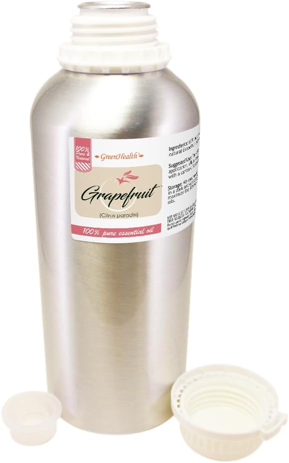 GreenHealth Grapefruit Essential Oil Pink – 32 fl oz (946 ml) – 100% Pure Therapeutic Grade – Aluminum Bottle with Plug Cap – Natural Aromatherapy Oil Bulk Size