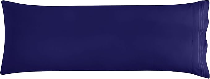 Mocassi 1-Piece Premium Body Pillowcase 1800 Series Hotel Quality Microfiber - Soft and Breathable with 3-Line Embroidery Wrinkle and Stain Resistant, Easy Care, 21" x 54", Imperial Blue