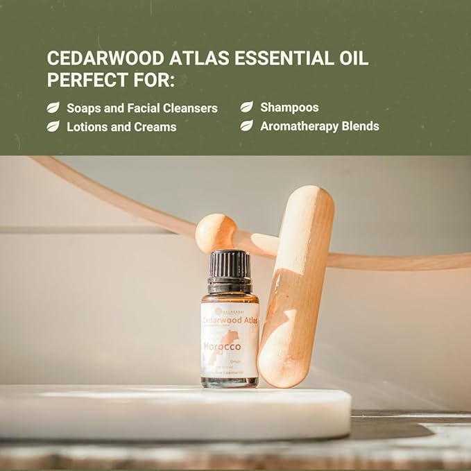 Cedarwood Atlas Essential Oil - Direct from Morocco Forests - Steam Distilled - Cedro del Atlas for Aromatherapy, Massage, Diffuser, DIY Candle and Soap Making - 8oz