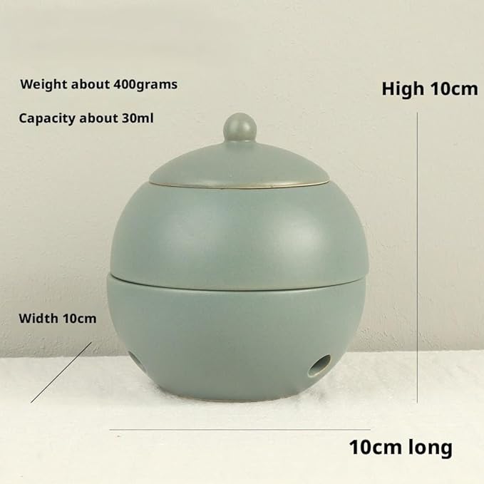 Modern Ceramic Essential Oil Diffuser, Spherical Design, 30ml Capacity, 10cm Height, Multiple Colors Available, 400g Weight (Mint Green)