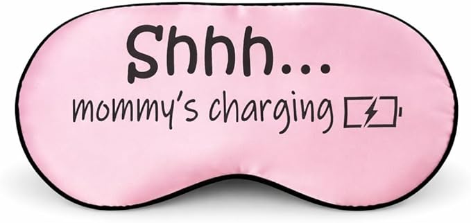 Shhh... Mommy Charging, Shhh... Daddy Charging Funny Sleep Mask Set for Dad, Mom, Parents & New Parents. Napping Gift for Father's Day, Mother's Day, Birthday, Christmas Stocking Stuffer.