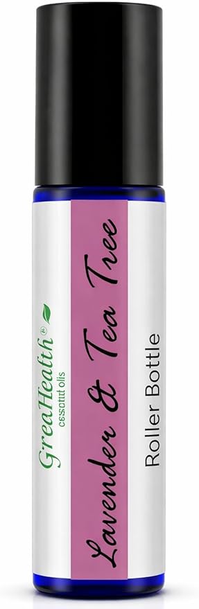 GreenHealth Lavender & Tea Tree Essential Oil Roll On 10 ml – Pre-Diluted Aromatherapy Roller, Ready to Use, Portable Roll-On, Relaxing Lavender & Refreshing Tea Tree Blend for On-the-Go Use