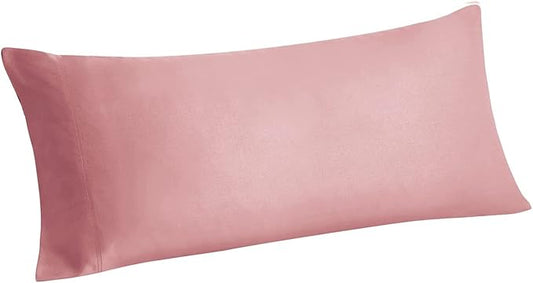 BEDELITE Body Pillow Case Cover, Rayon Made from Bamboo, Cooling Body Pillow Cover for Hot Sleepers and Night Sweats, Breathable & Silky Soft Full Long Pillow Case (Rose Pink, 20x54 Inches)