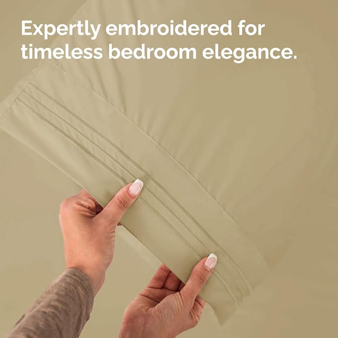 Standard Pillow Cases Set of 8 - Ultra Soft Hotel Quality Pillowcase Covers - Comfy, Cozy & Wrinkle Free - Shrink, Stain and Fade Resistant - Machine Washable Pillow Protectors - 8 Piece Set - Beige