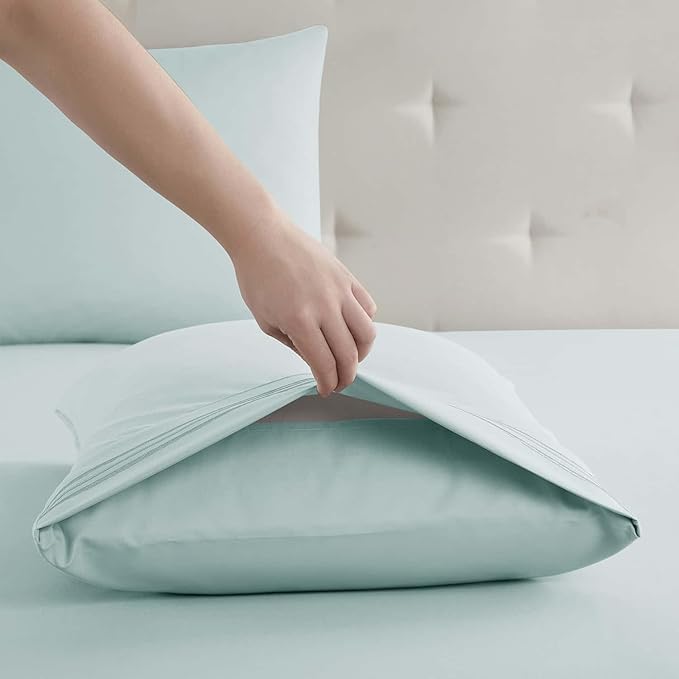 Clara Clark Full Sheets, 6 Piece Set - Hotel Luxury Bed Sheets, Super Soft Bedding Set, Full Size, Aqua Light Blue