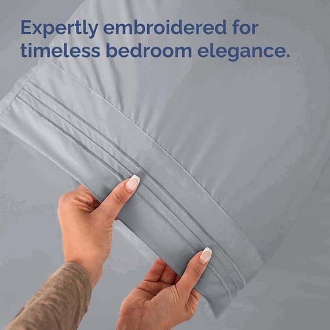 Standard Pillow Cases Set of 8 - Ultra Soft Hotel Quality Pillowcase Covers - Comfy & Wrinkle Free - Shrink, Stain and Fade Resistant - Machine Washable Pillow Protectors - 8 Piece Set - Steel Blue