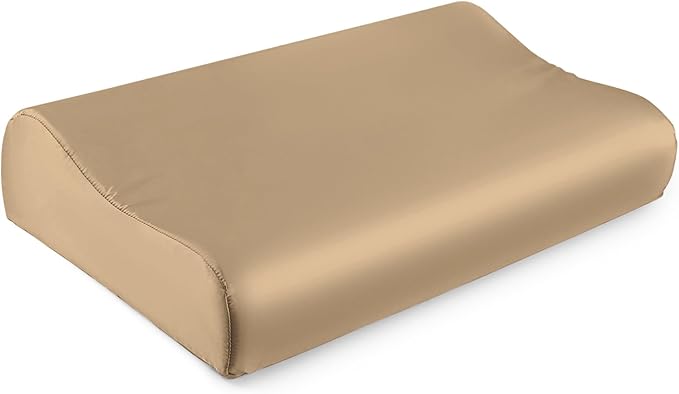THXSILK 19 Momme 100% Mulberry Silk Pillowcase for Contour Memory Foam Pillow, Contour Pillow Case Cover, Cervical Pillow Case, Pack of 1(Taupe, 21"x14.5"x4.9"/4.2")