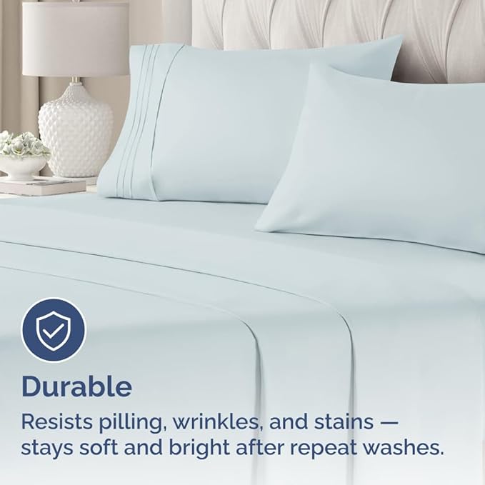King Standard Pillow Cases Set of 4 - Soft Hotel Quality Pillowcase Covers - Comfy Bedding for Women, Men, Kids & Teens - Machine Washable Pillow Protectors - 4 Piece Set - King Standard Size Sky Blue