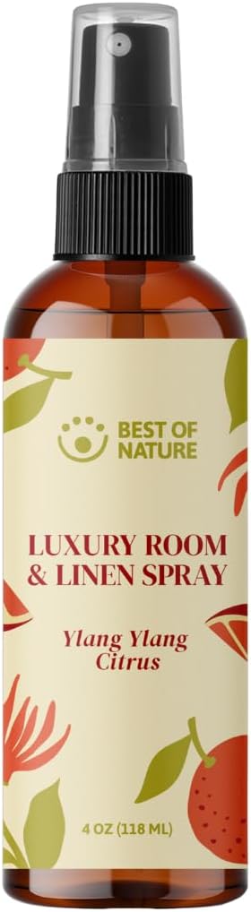 Best of Nature Luxury Room & Linen Spray – All-Natural Essential Oil Air Freshener for Home, Bedroom, Bathroom & Linens – Plant-Based, Family-Safe, Relaxing Aromatherapy Mist (Ylang Ylang Citrus)