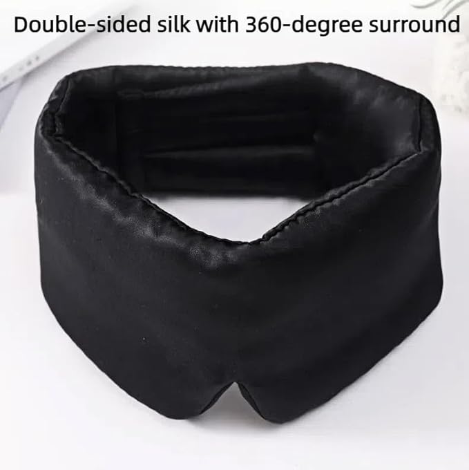 Uthra-Large 100% Nature Silk Sleep Mask 3D Cover Double-Sided Mulberry Silk Blackout Eye Mask, Peacock Blue