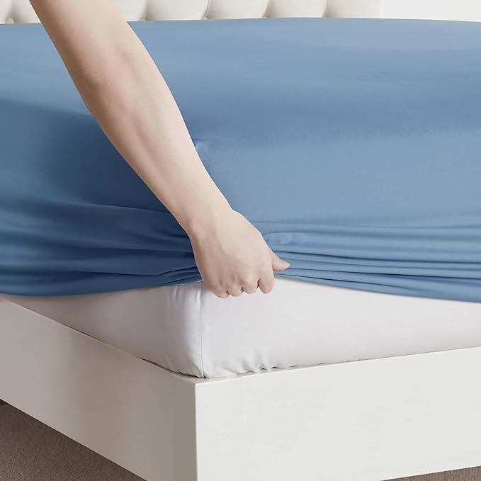 Clara Clark Queen Sheets, 6 Piece Set - Hotel Luxury Sheets for Queen Size Bed, Super Soft Bedding Set, Blue Heaven