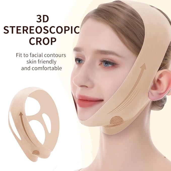 V Line Lifting Mask, Chin Strap for Sleeping, Reusable Double Chin Reducer, Jaw Exerciser, Face Slimming, Sagging Prevention, Medium