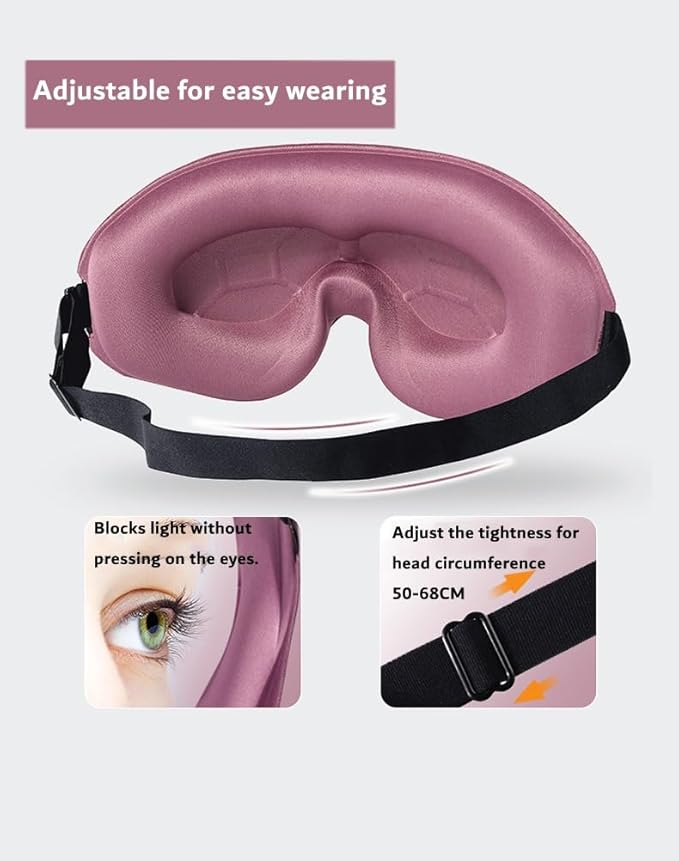 Sleep Mask for Side Sleeper, Light Blocking 3D Contoured Eye Mask, Zero Pressure Night Blindfold for Women & Men, Adjustable Strap, Soft Breathable Eye Cover