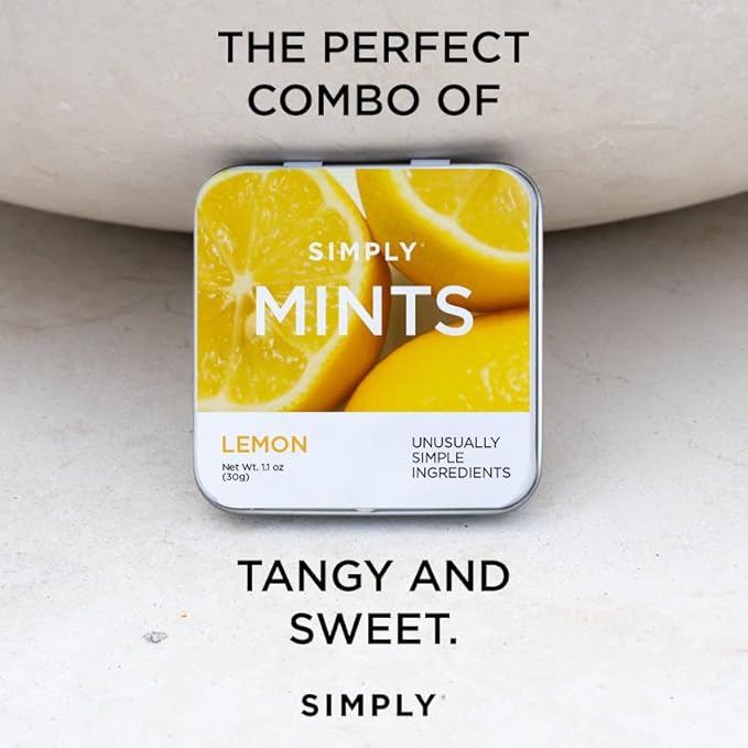 SIMPLY MINTS Natural Lemon Hard Candy, 6 Pack (180 Pieces), Tart and Tangy| Aspartame-Free, Sorbitol-Free, Xylitol-Free, Vegan, Kosher, Non-GMO