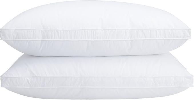 Down Pillows King Size Set of 2 - Goose Down & Feather Blend 600 Fill Power, 100% Cotton Cover, Hypoallergenic, Hotel Quality Luxury Pillows