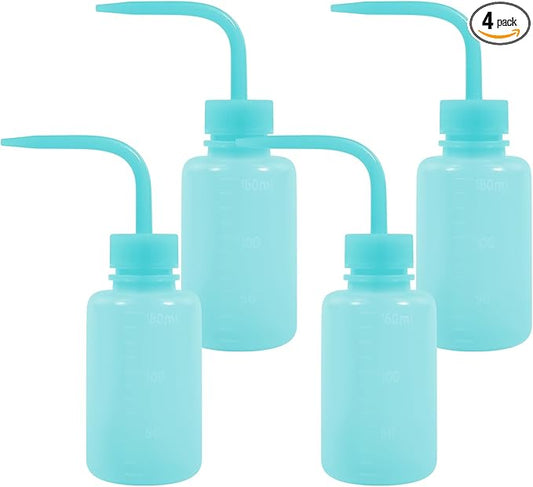 4 Packs Tattoo Wash Bottle Water Squirt Squeeze Diffuser Bottles (Light Blue, 150ml)