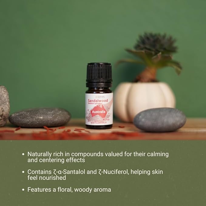 Sandalwood Essential Oil - Direct from Australian Oils of Nature - Steam Distilled - Aceite Esencial de Sándalo for Aromatherapy, Massage, Diffuser, DIY Candle and Soap Making - 8oz