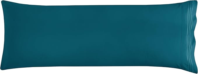 Mocassi 1-Piece Premium Body Pillowcase 1800 Series Hotel Quality Microfiber - Soft and Breathable with 3-Line Embroidery Wrinkle and Stain Resistant, Easy Care, 21" x 54", Midnight Teal