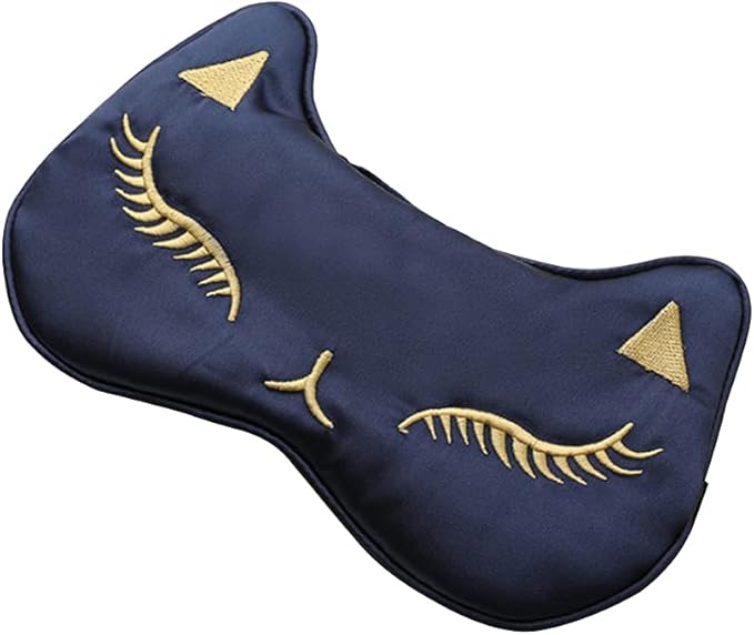 PERFECTSIGHT Sleep Eye Masks Silk Sleep Eye Cover Lightweight Adjustable Eyeshade Mask Satin Night Eyeshade Cover for Women Men Sleep Travel Nap (Cat-Yellow)