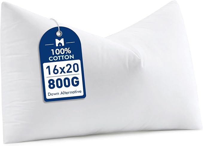 MIULEE 16x20 Synthetic Down Alternative Pillow Insert, Fluffy Soft Throw Pillow for Couch Bed Sofa Plush Luxury Lumbar Support