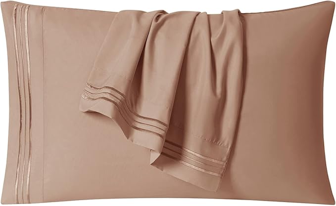 Clara Clark Bed Sheets, Premier 1800 Series 4 Piece Bed Sheet Set, Deep Pocket, Wrinkle, Fade, Stain Resistant, Luxury Soft Bedding Sheets & Pillowcases, Twin, Taupe Sand