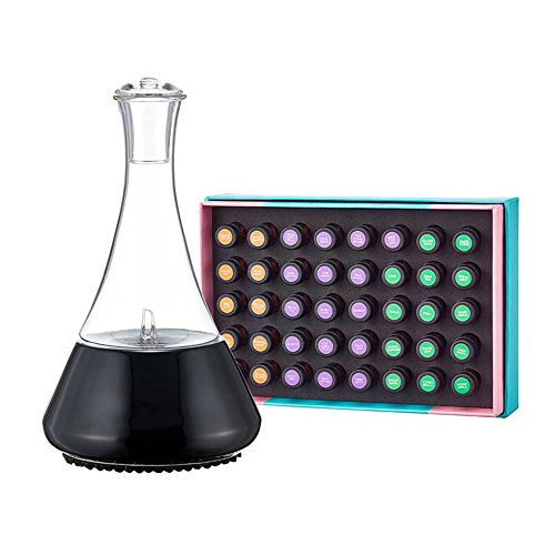 Intrepid Explorer Nebulizing Diffuser Kit by Organic Aromas - Opulence Nebulizing Diffuser & The Discovery Collection of 40 Pure Essential Oils and Blends in 2 Milliliter Vials (BLACK)