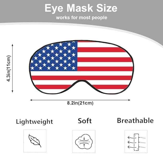 American Flag Eye Mask Sleeping Mask Red White Stripes Stars Blue Sleep Masks Silky Soft Eye Cover for Women Men Shading Blindfold for Air Travel Sleeping