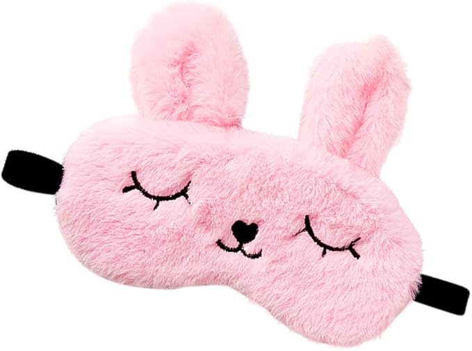 Cute Animal Sleeping Mask Soft Plush Blindfold Cute Rabbit Panda Koala Eye Cover Eyeshade for Kids Teens Girls Women (Pink)