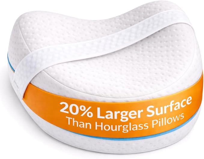 Contour Legacy Leg & Knee Foam Support Pillow for Side Sleepers Soothing Relief for Back, Hips, Knees, Joints, Nerves & Muscles - Includes Removable 18" Strap