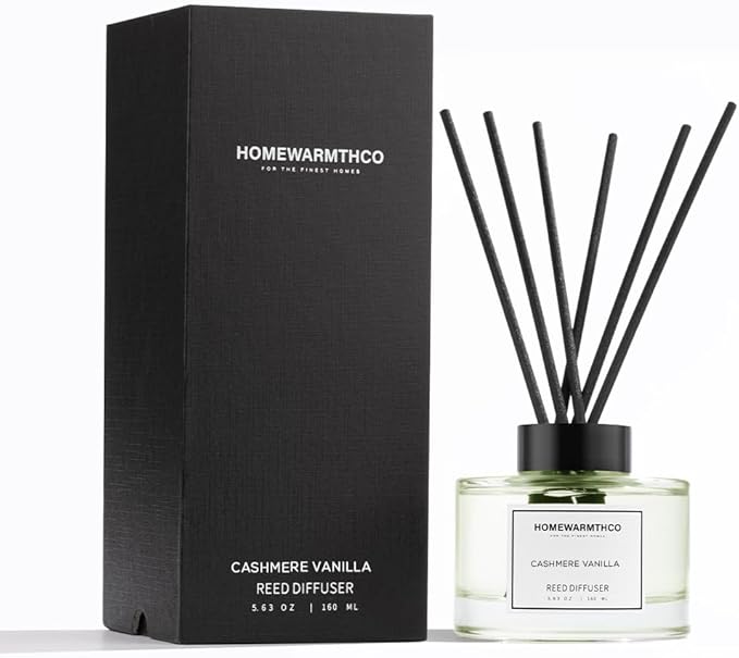 Cashmere Vanilla Reed Diffuser Set - Luxury Fragrance Reed Diffusers for Home. Office, Bathroom, Kitchen and Home Decor - Long-Lasting Scent with Non-Toxic Oils (5.63 oz, 160ml)