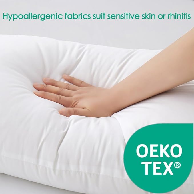 Thick Bed Pillows Standard Size Set of 2 Hotel Collection Soft Down Alternative Supportive Pillow for Back Stomach Side Sleeper White 20x26 inches