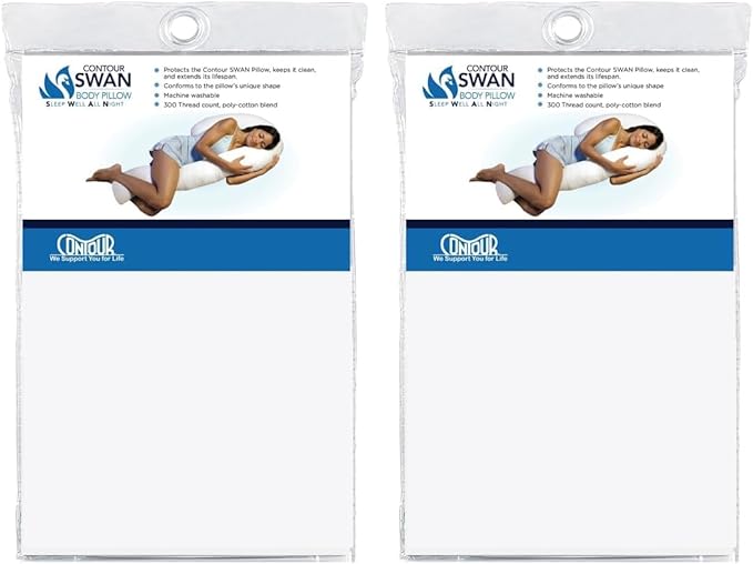 Contour Swan Pillowcase - White, 2 Pack