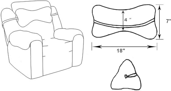 Recliner Headrest Pillow, Head Pillow for Recliner Chair, Sofa, Couch Neck Pillow,Pain Relief Bone Pillow for Sleeping with Adjustable Strap