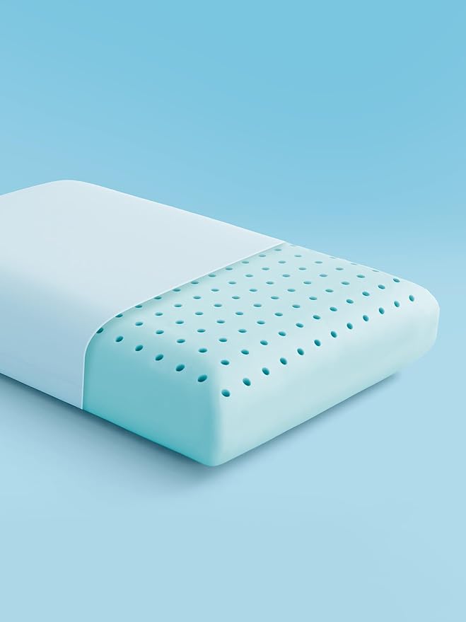 SLEEP ZONE Cooling Memory Foam Pillow - Odorless, Breathable, Skin-Friendly with Superior Support for Back, Stomach or Side Sleepers, Home, Hotel, Hospital Essentials (Blue, Standard, 2 Pack)