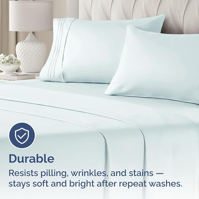 King Standard Pillow Cases Set of 4 - Soft Hotel Quality Pillowcase Covers - Comfy Bedding for Women, Men, Kids & Teens - Machine Washable Pillow Protectors - 4 Piece Set - King Standard Size Ice Blue