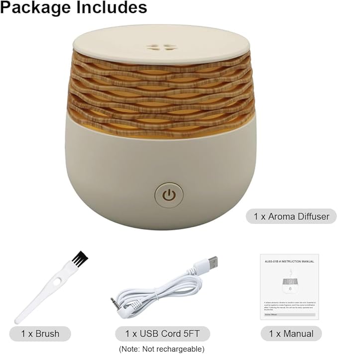Small Essential Oil Diffusers，30ml Mini Diffuser for Essential Oils，Wood Grain Ultrasonic Diffusers，Fine Mist Waterless Auto-off Night Light Aromatherapy Oil Diffuser for Bedroom Office Gift