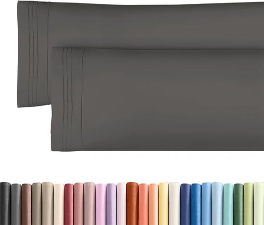Body Pillowcases Set of 2-20x54 Long Body Pillow Case - Soft Body Pillow Cover for Sleeping & Side Sleepers - Comfy, Wrinkle & Fade Free - Machine Washable w/Envelope Enclosure Charcoal