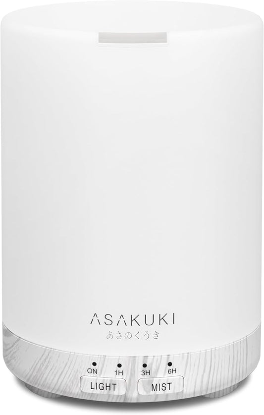 ASAKUKI Essential Oil Diffuser for Home, 300 ml Humidifier with Automatic Shut-Off, Quiet Aromatherapy Diffuser with 7 LED Lights for Living Room, Kitchen, Bedroom, Hotel, Gift for Mom - White Wood