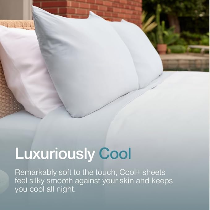 Coop Home Goods Cool+ Cooling Pillow Case Set of 2, Dove Grey King Size Pillow Covers, Luxury Spa, Breathable, Hotel Quality Pillow Cases