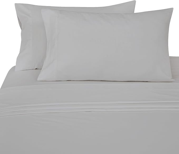 ROYALE LINENS 300 Thread Count Cotton Sateen Sheet Set - 4 Piece Twin Bed Sheets - 1 Fitted, 1 Flat & 2 Pillow Cases - Soft Cool & Crisp Sheet Set (Twin, Microchip)