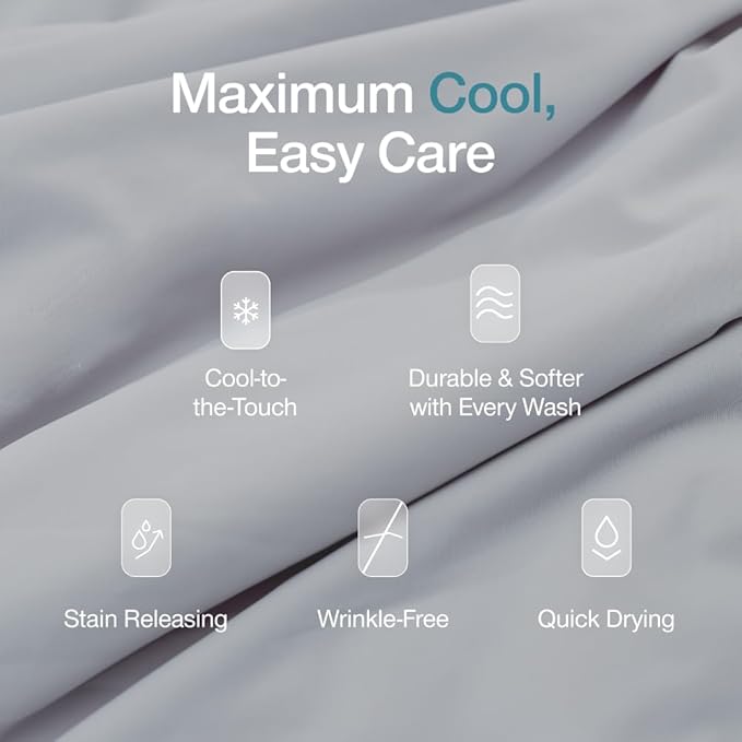 Coop Home Goods Cool+ Cooling Pillow Case Set of 2, Dove Grey King Size Pillow Covers, Luxury Spa, Breathable, Hotel Quality Pillow Cases