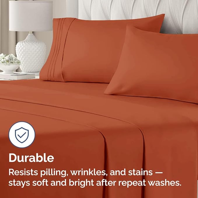 King Standard Pillow Cases Set of 2 - Soft Hotel Quality Pillowcase Covers - Comfy, Cozy & Fade Free - Wrinkle Resistant - Machine Washable Pillow Protectors - 2 Piece Set - King Standard Terracotta