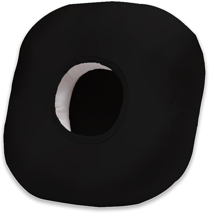 Ear Piercing Pillow for Side Sleepers with Ear Hole, Donut Pillow for Ear with Silky Pillowcase for CNH and Ear Pain Inflammation Pressure Sores Piercing, Ear Guard Pillow (Black Silk)