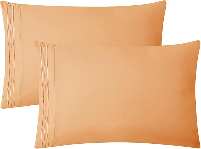 Clara Clark Bed Sheets, Premier 1800 Series 4 Piece Bed Sheet Set, Deep Pocket, Wrinkle, Fade, Stain Resistant, Luxury Soft Bedding Sheets & Pillowcases, Queen, Apricot Orange